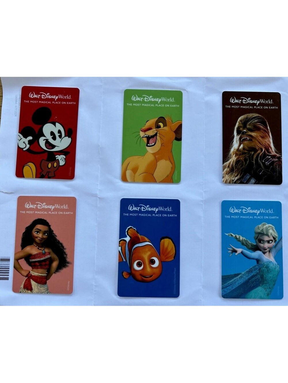 Disney World Gift Card Lot Of 6 Mickey Simba Chewbacca Moana Nemo Elsa